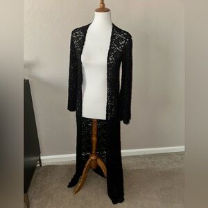 Black Lace Long Cardigan